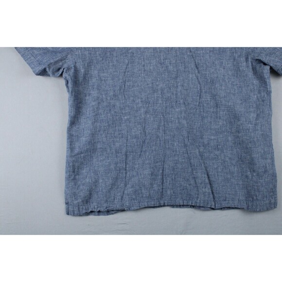 Vintage Erin London Linen Blend Button Up Shirt Size Large Blue Preppy Women - Picture 12 of 16